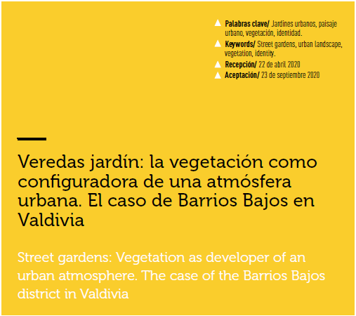 Veredas jardín: la vegetación como configuradora de una atmósfera urbana. El caso de Barrios Bajos en Valdivia