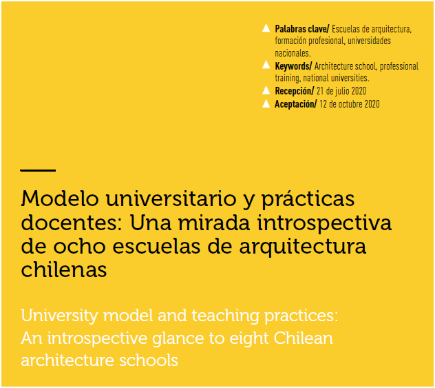 Modelo universitario y prácticas docentes: Una mirada introspectiva de ocho escuelas de arquitectura chilenas